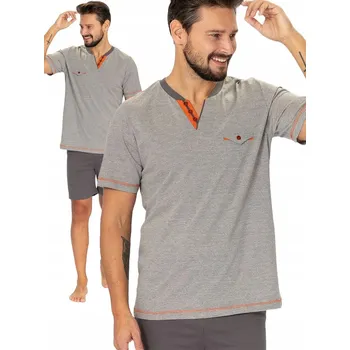 Pánské pyžamo Hotberg ROCH - efektní krátké pánské pyžamo šedé M