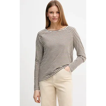 Pánské oblečení Bavlněné tričko s dlouhým rukávem Marc O'Polo 5000008121 hnědá 89X, vel. S