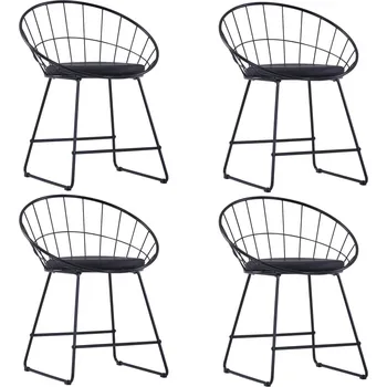 Jídelní židle Jídelní židle se sedáky z umělé kůže 4 ks černé ocelové - 8719883608303