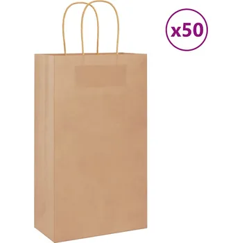 Dárková taška Papírové tašky 50 ks s uchy hnědé 21x11x36 cm - 8721158515193