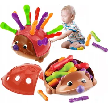 Dřevěná hračka JEŽEK S BODLINAMI PRO VÝUKU POČÍTÁNÍ - 14 DÍLŮ VZDĚLÁVACÍ HRAČKA