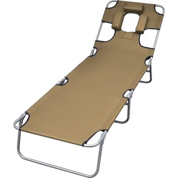Zahradní lehátko Skládací zahradní lehátko s podhlavníkem polohovatelné taupe - 8718475617723