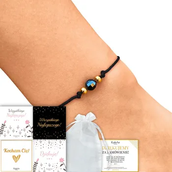 Náramek Náramek hematit, přírodní kámen na šňůrce KailaArt