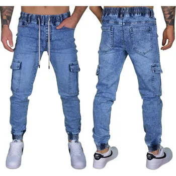 Pánské kalhoty KAPSÁČE PÁNSKÉ JOGGEROVÉ KALHOTY DŽÍNY ELASTICKÉ