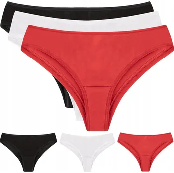 Kalhotky Vivisence 4018 Balení 3 ks černé, bílé a červené dámské kalhotky vel. M střihu BRAZILSKÉ KALHOTKY
