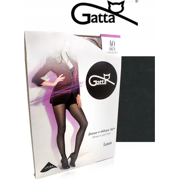 Dámské punčochy GATTA Punčocháče dámské lycra hladké laura 40 DEN černé plus size 6