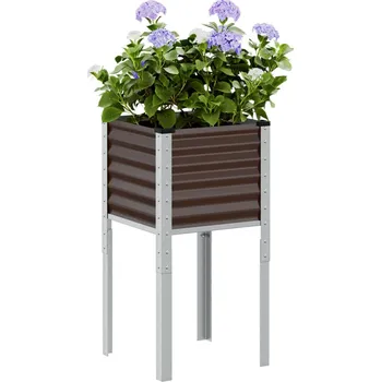 Truhlík Zahradní květináč hnědý 45 x 45 x 88 cm ocelový - 8721102642005