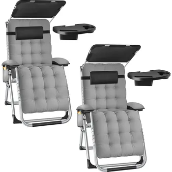 TecTake GmbH 406254 lehátko cloud ii se stříškou, zapínání na suchý zip, složitelné - světle šedá,sada 2 kusů