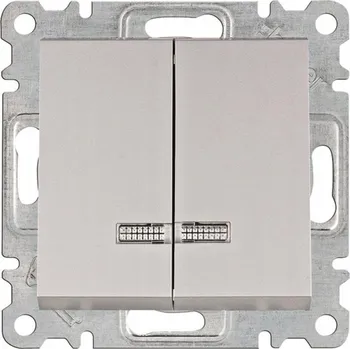 vypínač Dvojitý vypínač pod omítku Hager Polo stříbrný WL0242