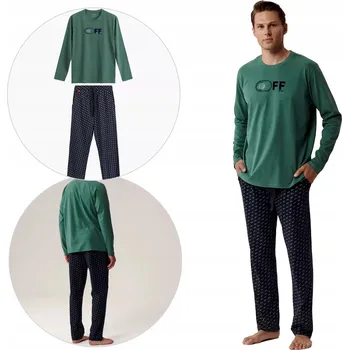 Pánské pyžamo Atlantic PÁNSKÉ PYŽAMO ATLANTIC NMP-390/ZIE/GRA/M dlouhý rukáv velikost M