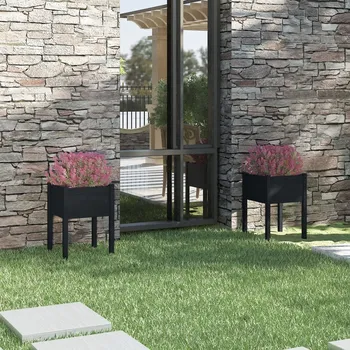 Truhlík Zahradní truhlíky 2 ks černé 50 x 50 x 70 cm masivní borovice - 8720286815397