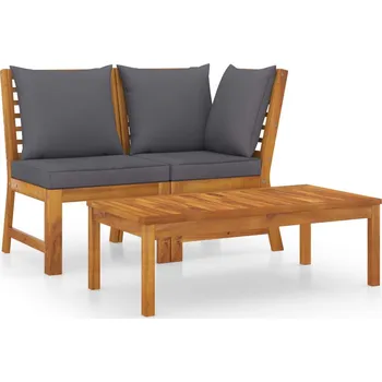 Zahradní sestava 3dílná zahradní sedací souprava s poduškou tmavě šedá akácie - 8720286113547