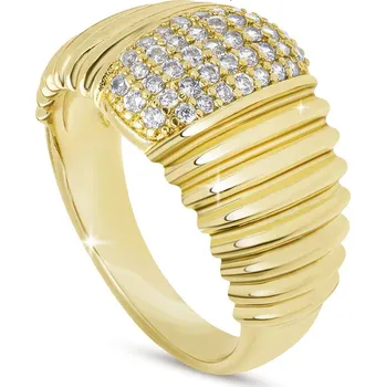 Prsten biju Pozlacený prsten 14k, ozdobený pásy zirkonů 4000465 Velikost prstenu - obvod: 59 mm