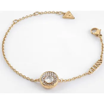 Náramek ZLATÝ DÁMSKÝ NÁRAMEK GUESS SOLITAIRE ORIGINAL GOLD S KRYSTALEM A LOGEM