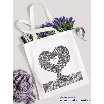 Nákupní taška Textilní taška k vybarvení, STROM, 41x37cm, BÍLÁ, 1 kus