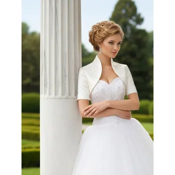 Bolerko Svatební saténové bolerko s vysokým límcem - ivory: BF-23 Vybraná velikost: 5XL