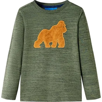 Dětská móda Dětské tričko s dlouhým rukávem khaki melanž 140 - 8721012027640