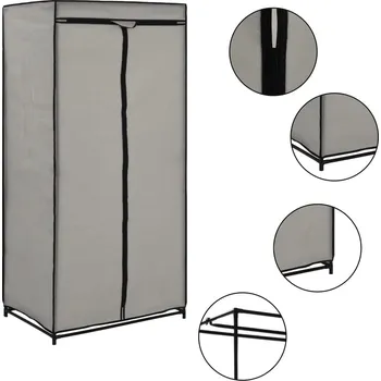 Příborník do zásuvky Šatní skříň šedá 75 x 50 x 160 cm - 8719883564845