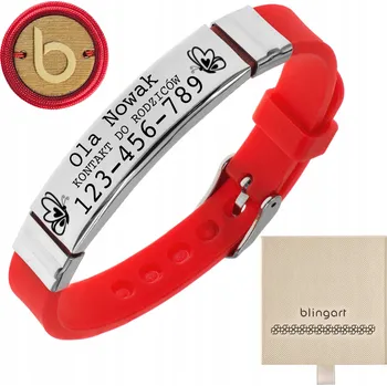 Náramek BLINGART Dětský náramek ICE červený kaučukový s GRAVÍROVÁNÍ DÁREK