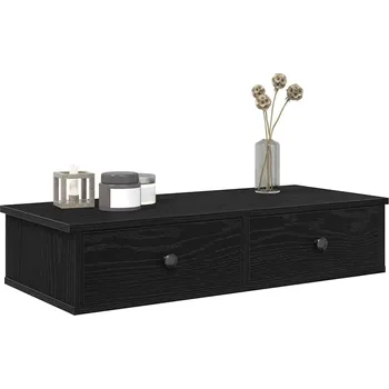 police Nástěnná police se zásuvkami černá 80x31x17 cm kompozitní dřevo - 8721158649829