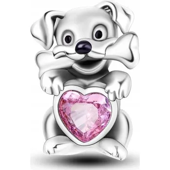 Přívěsek Přívěsek STŘÍBRO 925 Korálek Charms Pes s Kostí