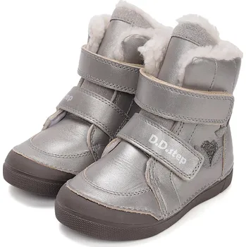 Chlapecké polobotky DDstep Zimní kožené boty D.D.step W068-52320A Champagne Velikost: 34
