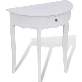 Konzolový stolek Bílý půlkruhový konzolový stolek se zásuvkou - 8718475909262