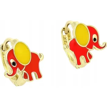 Náušnice ZLATÉ NÁUŠNICE PRO DÍVKU Z CHIRURGICKÉ OCEL SMALTOVANÉ SLONY