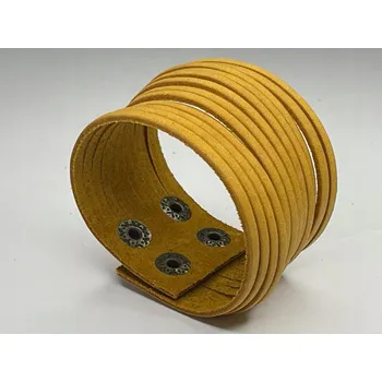 Náramek Boho náramek z přírodní kůže 23 cm Žlutý