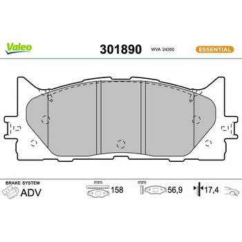 Brzdová destička Sada brzdových destiček, kotoučová brzda VALEO 301890