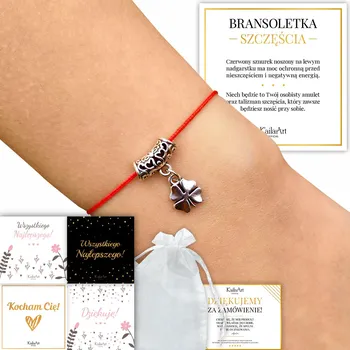 Náramek Šňůrkový náramek s čtyřlístkem KailaArt