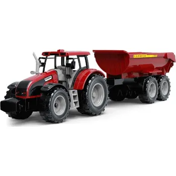 autíčko Alltoys Traktor na setrvačník s valníkem červený