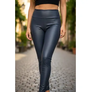 Dámské legíny Dámské koženkové legíny Fashion Design Modré