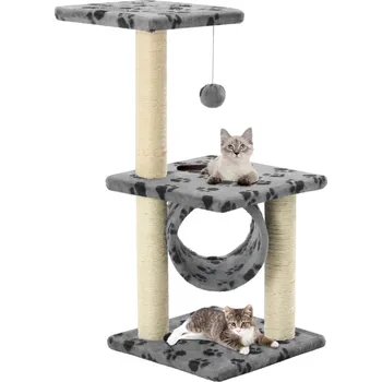 Škrabadlo pro kočky sisalové sloupky 65 cm šedé s potiskem - 8718475598541