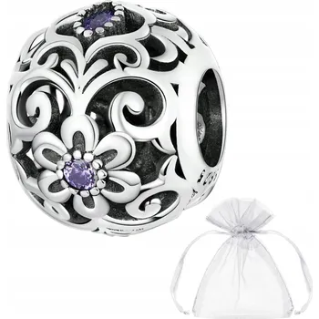 Přívěsek Charms zawieszka srebro 925 Kula kwiat Diamond
