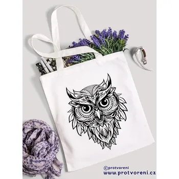 Textilní taška k vybarvení, SOVA 1, 41x37cm, BÍLÁ, 1 kus