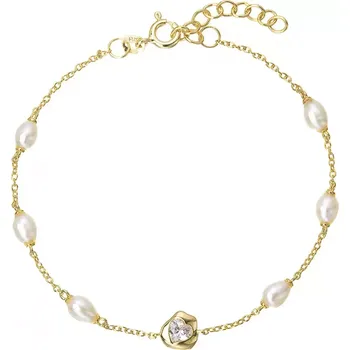 Náramek Pozlacený náramek s říčními perlami 23032.1