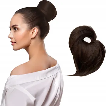 Příčesek Příčesek drdol na gumičce syntetické vlasy barva #4 tmavě hnědá koky elegantní