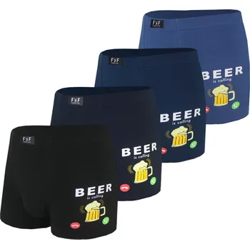 Boxerky FANNIFEN Bavlněné boxerky PIVO G5216 - 4 ks v balení Velikost: 3XL