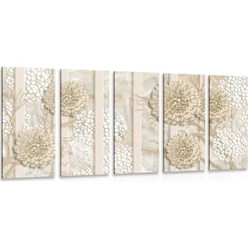 Obraz Dovido 5-dílný obraz abstraktní květiny na mramorovém pozadí