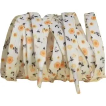 Tkaničky do bot Tkaničky s květovaným potiskem, jeden pár - Bílo oranžové, 140 cm