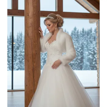 Svatební bolerko na zimu ivory BF-61 Vybraná velikost: 5XL