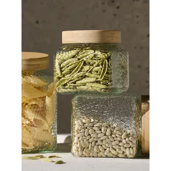 Dóza na potraviny Sinsay - Skleněná nádoba na potraviny s bambusovým víkem - clear - 576IN-CLR - 576IN-CLR-ONE