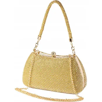 Kabelka Dámská kabelka psaníčko zlatá společenská večerní na řetízku zirkony