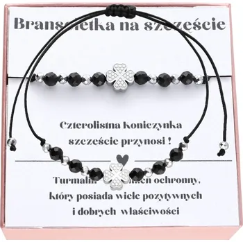 Náramek Náramek PRO ŠTĚSTÍ čtyřlístek s černým turmalínem, přírodní kameny