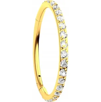 Náušnice Náušnice bizu zlaté titanové clicker s zirkony 1,20 mm 14,00 mm