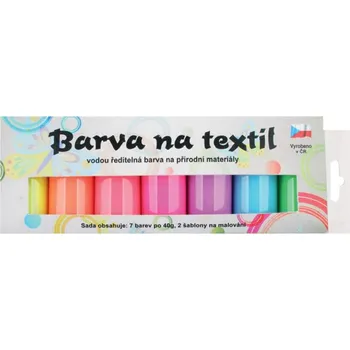 Speciální výtvarná barva Barvy na textil světlý, sada svítící ve tmě 7 x 15 g + šablony