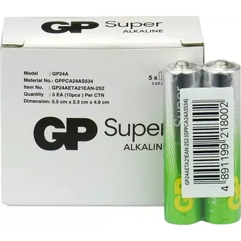 Článková baterie Alkalické baterie LR03/AAA GP Super 10 ks G-TECH
