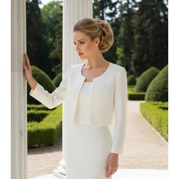 Bolerko Vypasovaný saténový svatební kabátek - ivory: BF-231 Vybraná velikost: 5XL