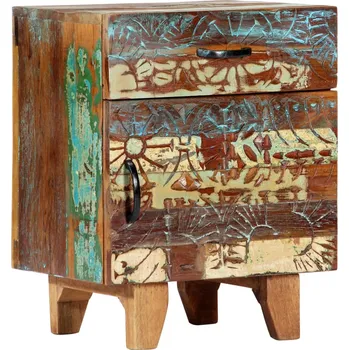 Noční stolek Ručně vyřezávaný noční stolek 40 x 30 x 50 cm recyklované dřevo - 8719883570471